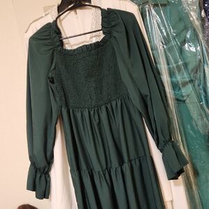 Elegant Green Smocked Dress